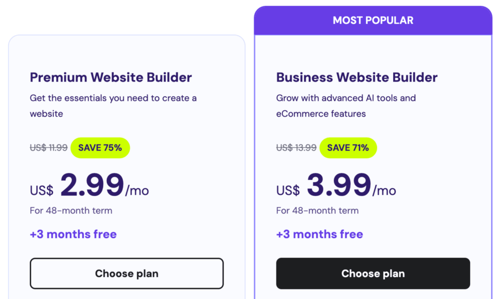 Hostinger Blog Maker plans
