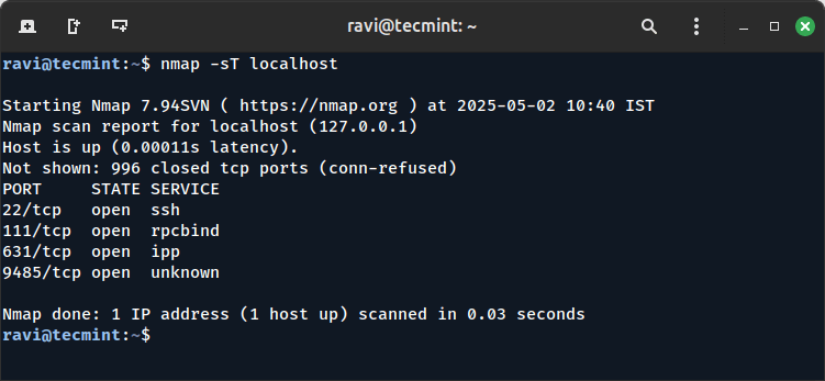 Scanning Localhost for Open TCP Ports