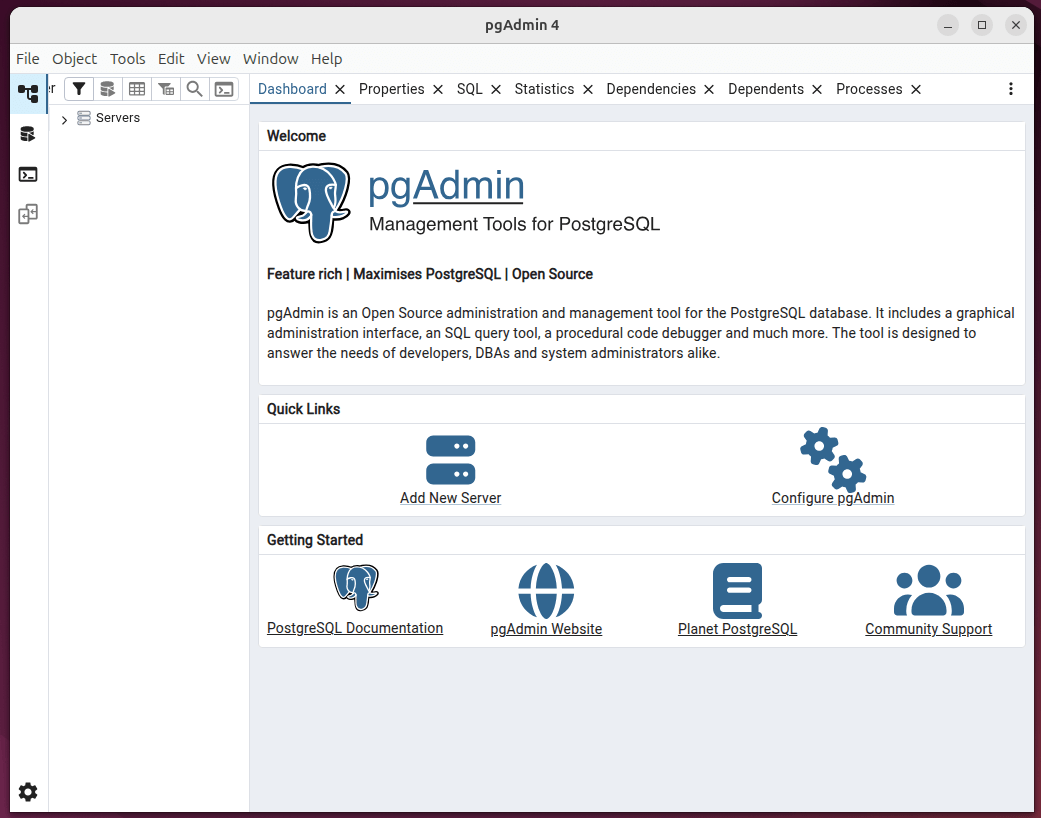 pgAdmin Management Tool for PostgreSQL