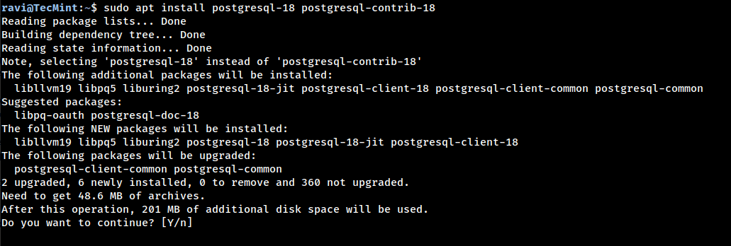 Install PostgreSQL 18 in Ubuntu