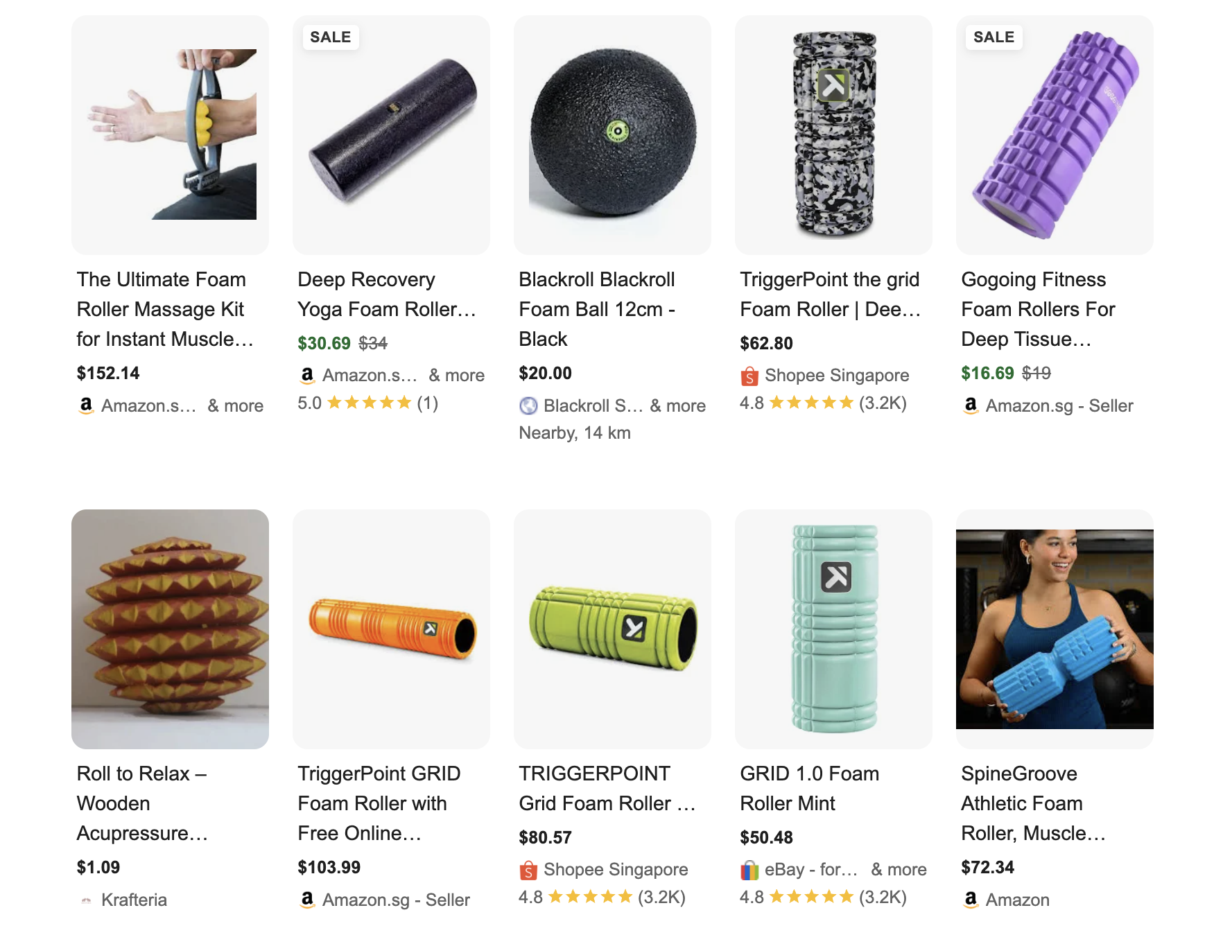 Health and wellness products on Google SERP