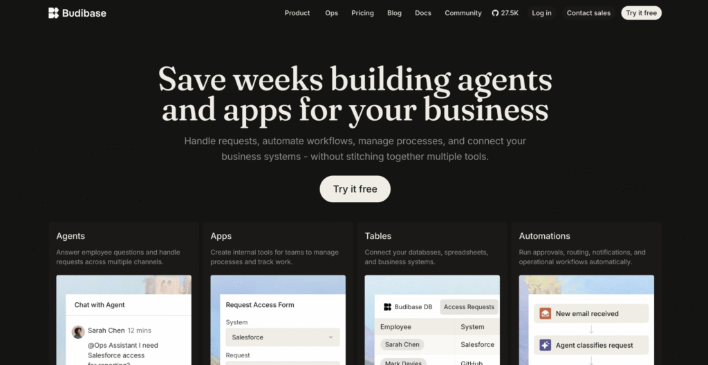 Budibase landing page
